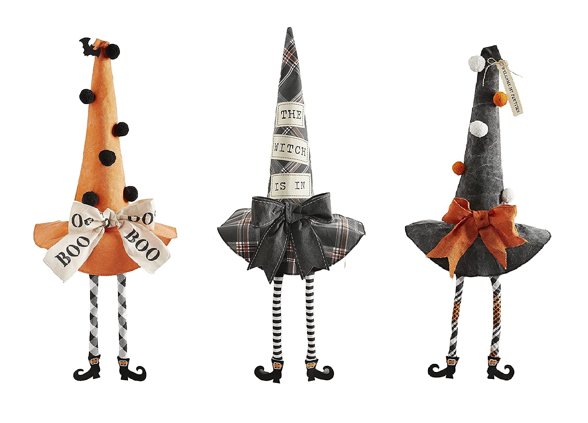 Mud Pie, Welcome Halloween Extra Large Dangle Leg Hat Sitter, 22