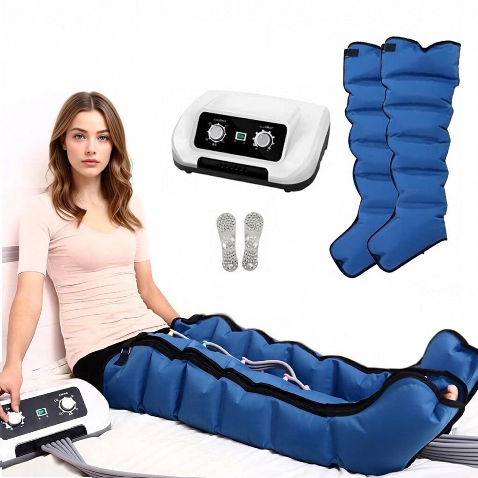 Pressoterapia Linfodrenaggio Professionale, 6 Camere Pressoterapia Per Casa, Apparecchio Massaggiatore Gambe Drenaggio Linfatico, Pressione & Durata Regolabili, Per Relax Quotidiano
