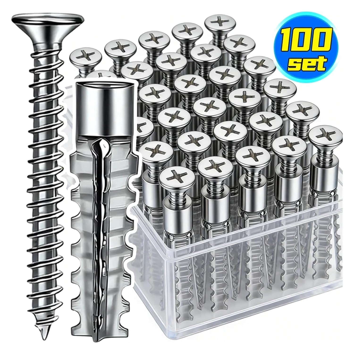Metal Expansion Tubes Screw Hollow Walls Drywall Anchors Bolt Kit Serrated Self Tapping Screws Fixing Fasteners Drilling Plugs(6mm- 20 Sets)