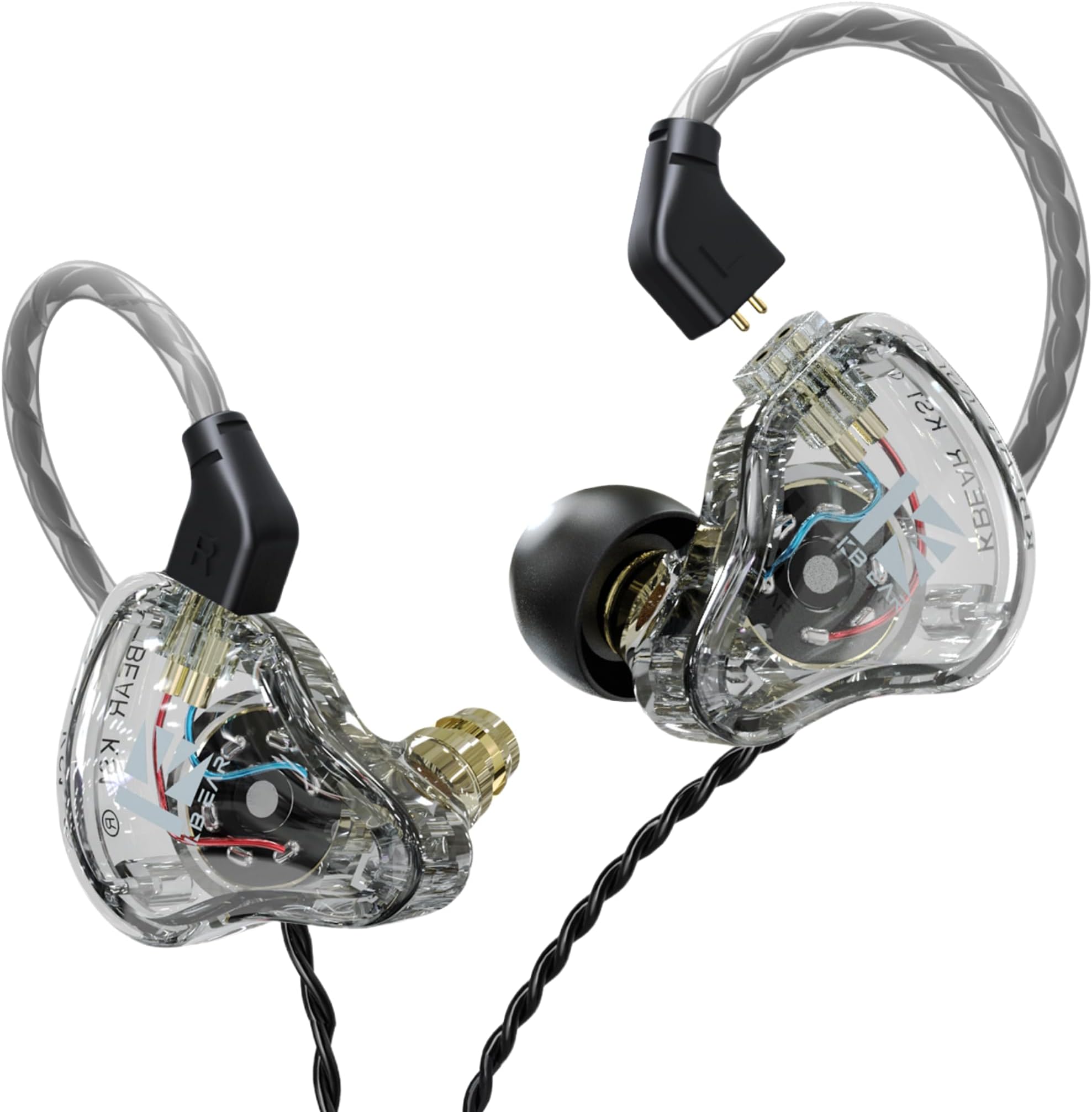 Yinyoo KBEAR KS1 Earphones in Ear Monitor Super Bass Wired Earbuds,Crystal Clear Sound IEM Earphones,High Resolution Noise Canceling in Ears for Singers Musician Audifonos Auriculares (Clear no mic)