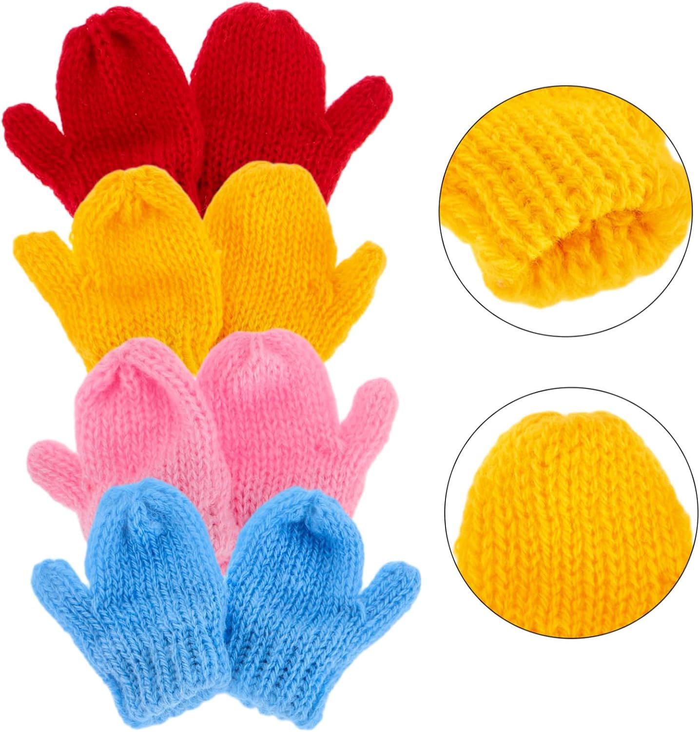 8pcs Mini Knit Gloves for Dolls Plush Dollhouse Accessories Handmade Small Gloves for DIY Crafts for Holiday Decorations and Doll Costumes