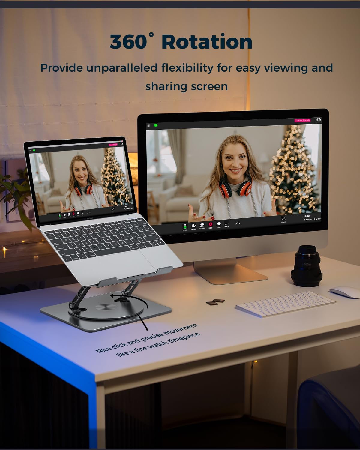 Adjustable Laptop Stand for Desk - Portable Laptop Riser with Rotating Base, Foldable Aluminum Computer Stand, Ergonomic Laptop Holder for MacBook Pro/Air Dell HP Lenovo Notebook u...