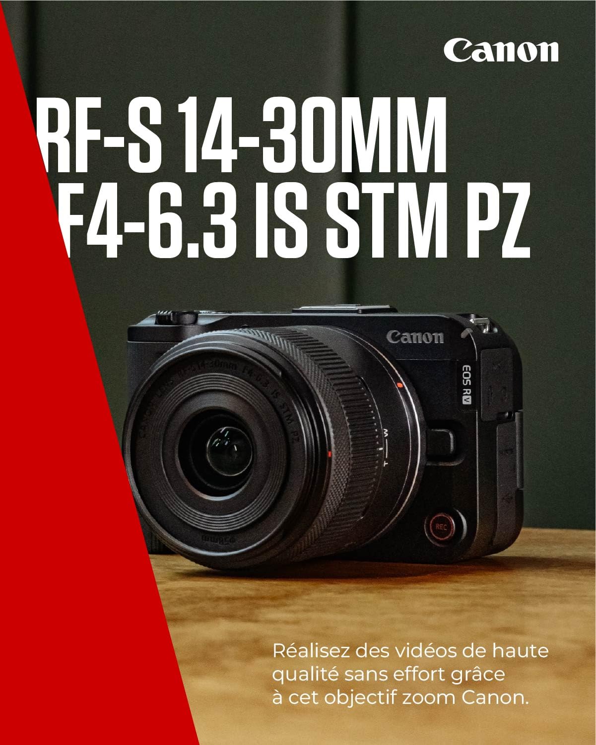 Objectif pour appareil photo Canon RF-S 14-30mm F4-6.3 IS STM PZ, Zoom Ultra Grand-Angle, Stabilisateur d'Image Optique à 5,5 Viteses, Zoom Motorisé Vlog et Créateurs de Contenu Compatible Canon EOS R