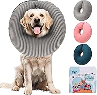 Vista 9 de BINGPET Collar inflable de cono para perro, alternativa después de la cirugía, cono de recuperación suave para perros para dejar de lamer, collar