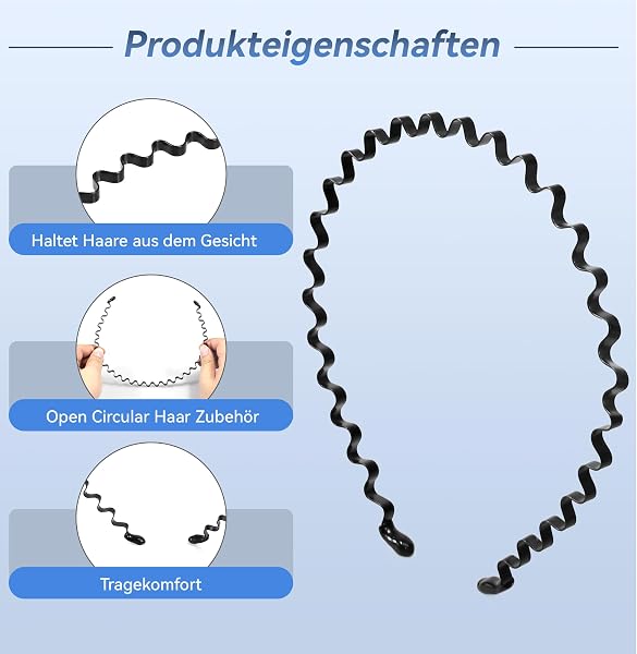 Elalove 6 Pezzi Cerchietti per Capelli in Metallo a Onda, Fasce Elastiche Unisex per Uomo e Donna, Design Antiscivolo per Sport, Yoga e Stile Quotidiano - 3