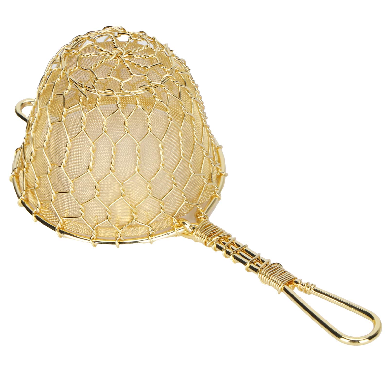 Infuseur à thé en cuivre, filtre réutilisable en vrac avec long manche, maille fine tissée à la main pour théière, idéal pour l'infusion de thé à base de plantes et de feuilles en vrac