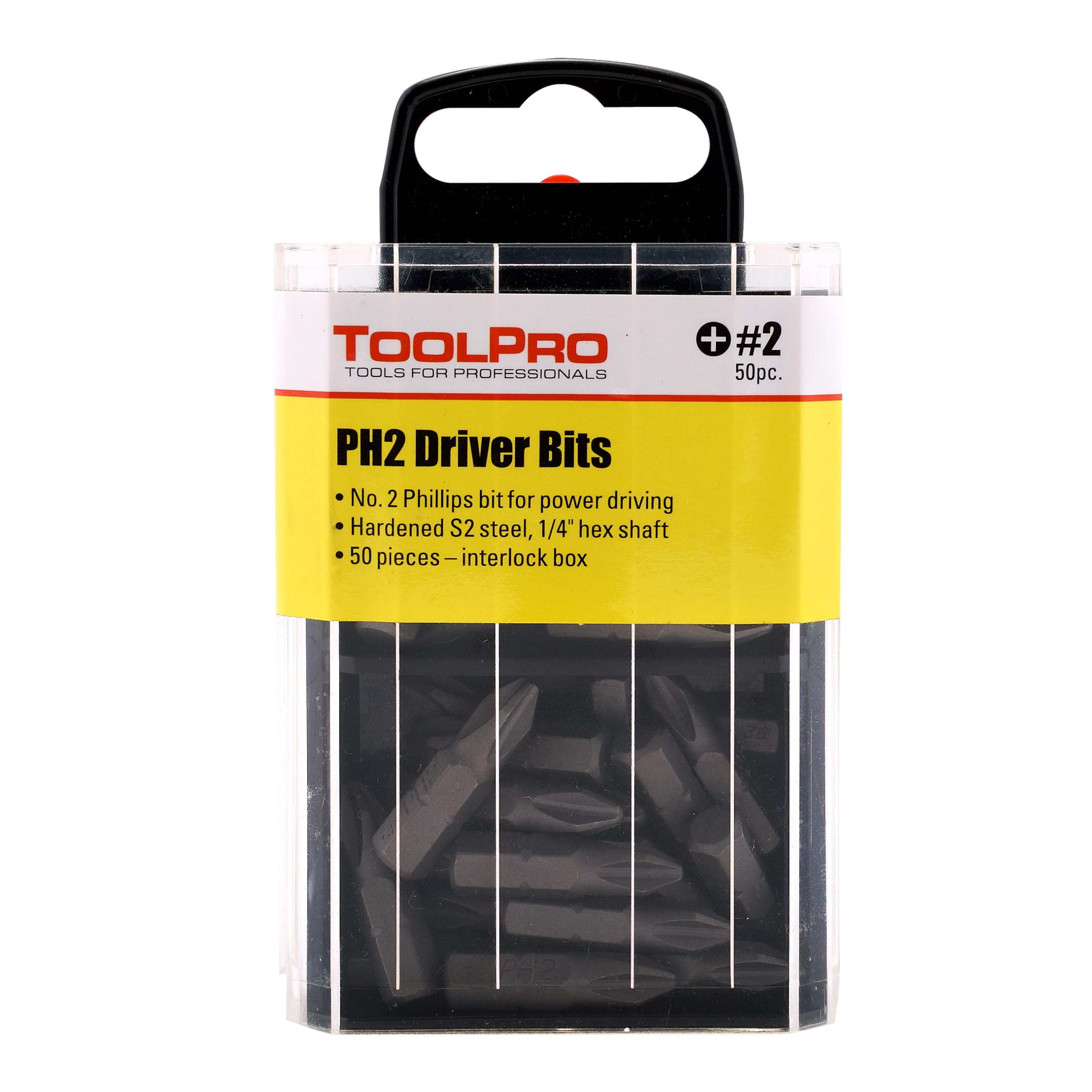 Juego de 50 puntas Phillips para destornillador ToolPro #2 caja de herramientas incluida