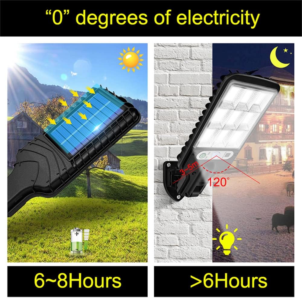 3 pack 100W Solar Street Lights Outdoor, 6000K Led Street Light with 3 Modes PIR Motion Sensor, Remote Control IP65 Waterproof Solar Street Lights Outdoor Dusk to Dawn for Garden Yard Driveway (A)