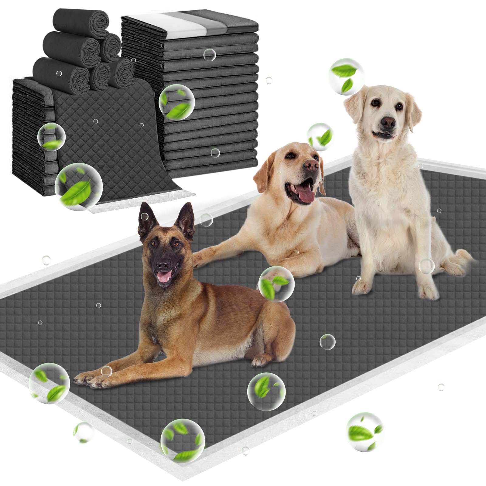 ELEGX Extra Large 31"x47" 160 Pcs Odor-Control Super Absorbency Charcoal Pee Pads for Dogs,Leak-Proof Pet Training Pee Pads,Thicken Disposable Potty Pads Puppy Training Pads for Cats Rabbits