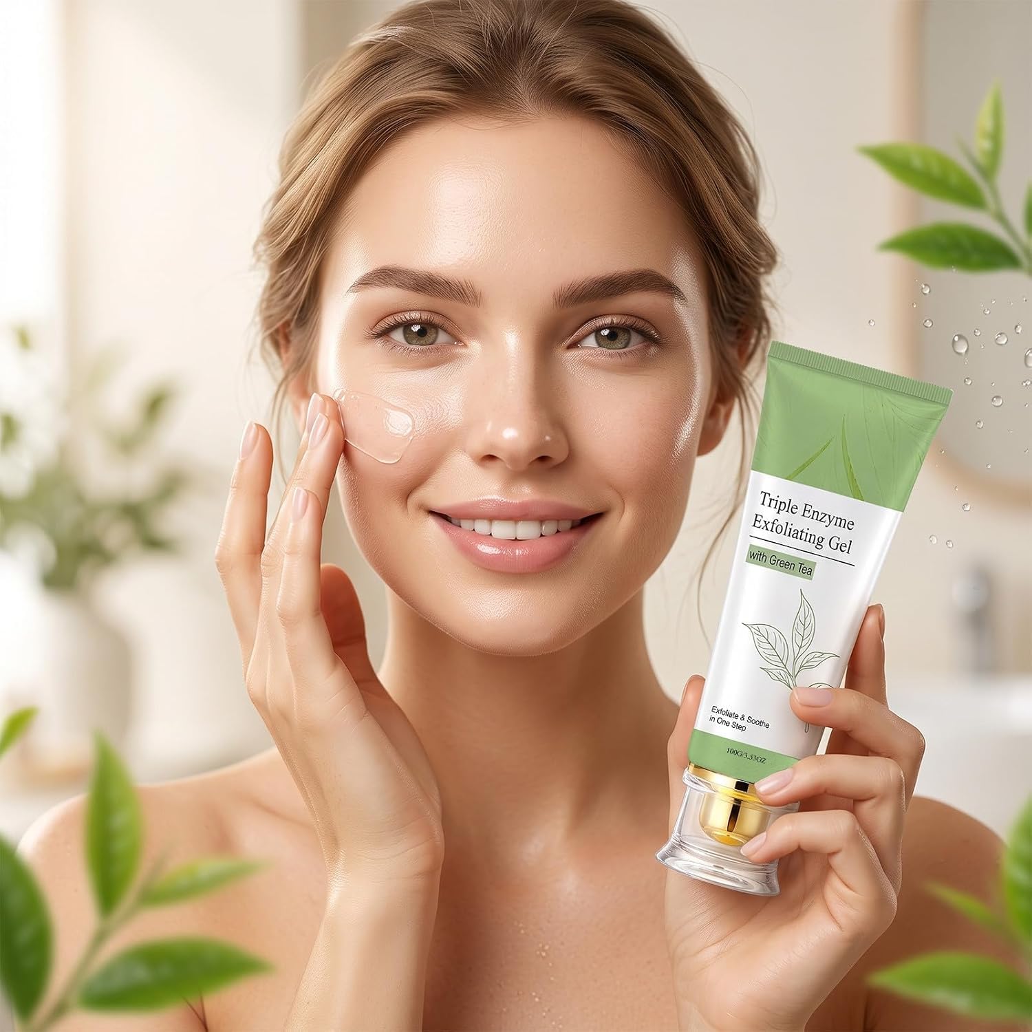 Gel esfoliante a triplo enzima con tè verde, rimuove le cellule morte, esfoliante viso per pori profondi, esfoliante viso delicato per uomo e donna