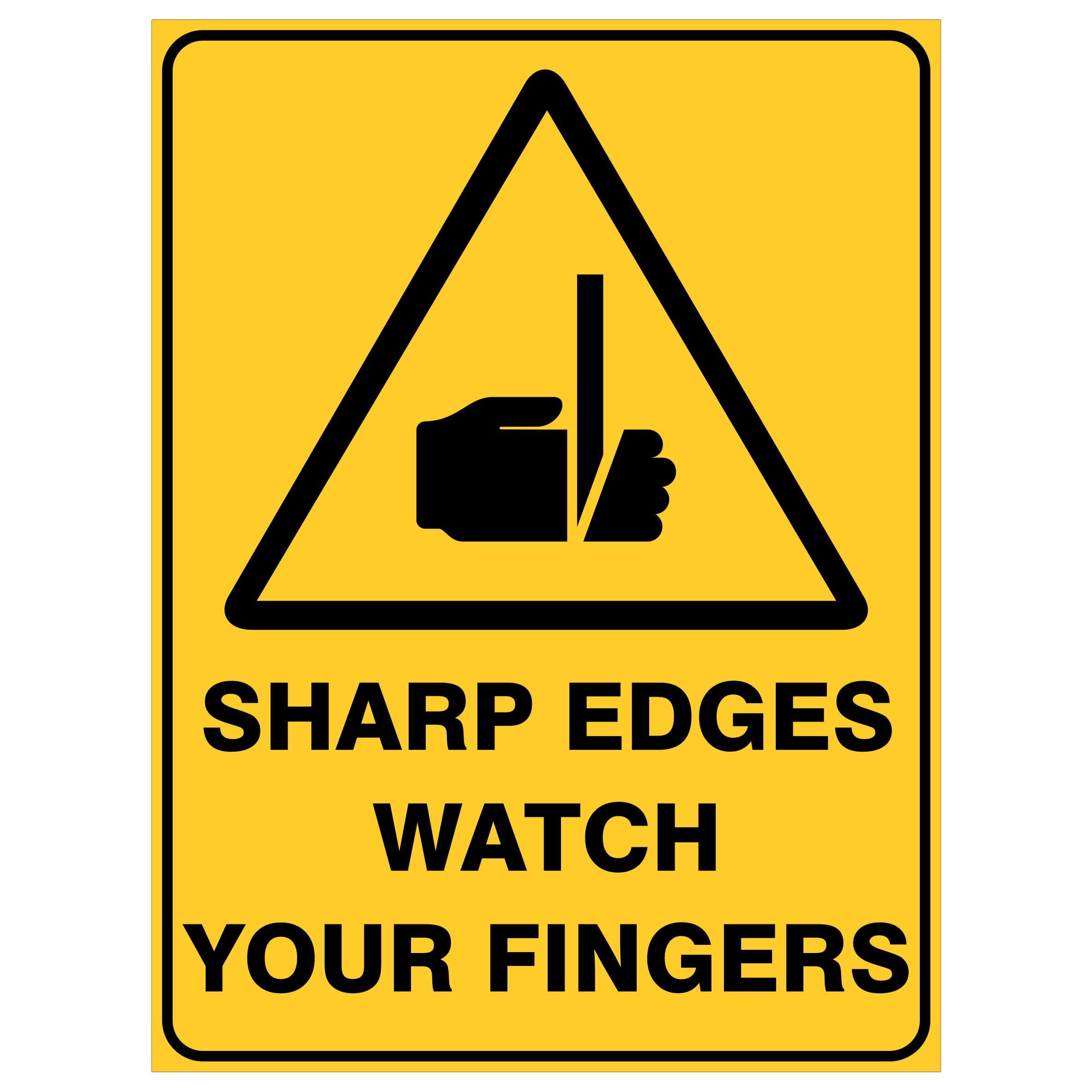Sharp Edges Watch Your Fingers Warning Signs Metal Tin Sign 8 x 12 inch for Industrial & Commercial