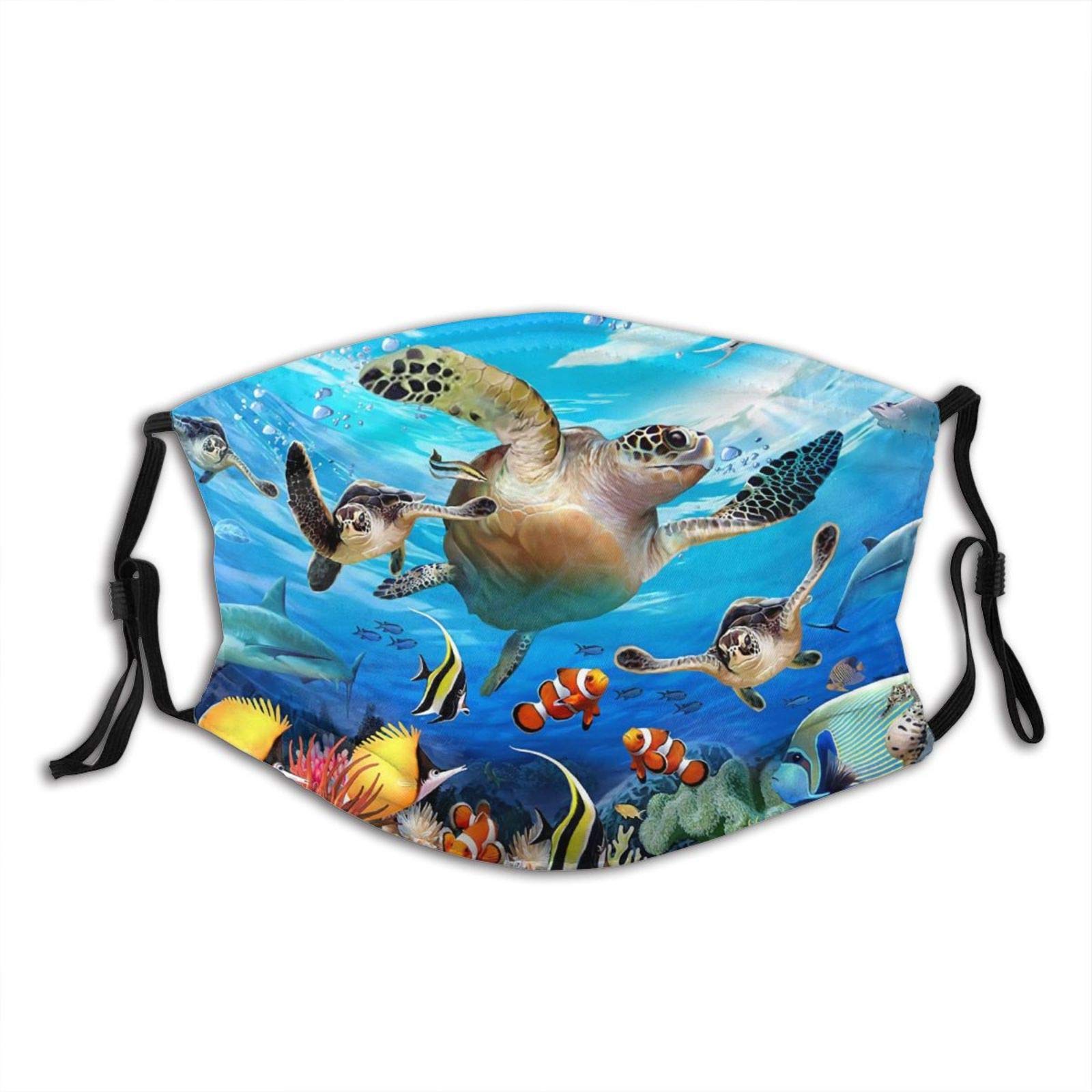 Gocerktr Journey of The Sea Turtles Face Mask with 2 Pcs Filters Washable Warm Windproof Cotton Face Cover for Men and Women Black
