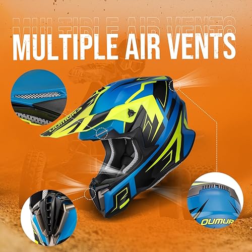 Miniatura 5 de Casco de motocross para adultos con gafas, guantes y máscara ajustable, visera solar, casco para adultos, todoterreno, motocross, descenso,