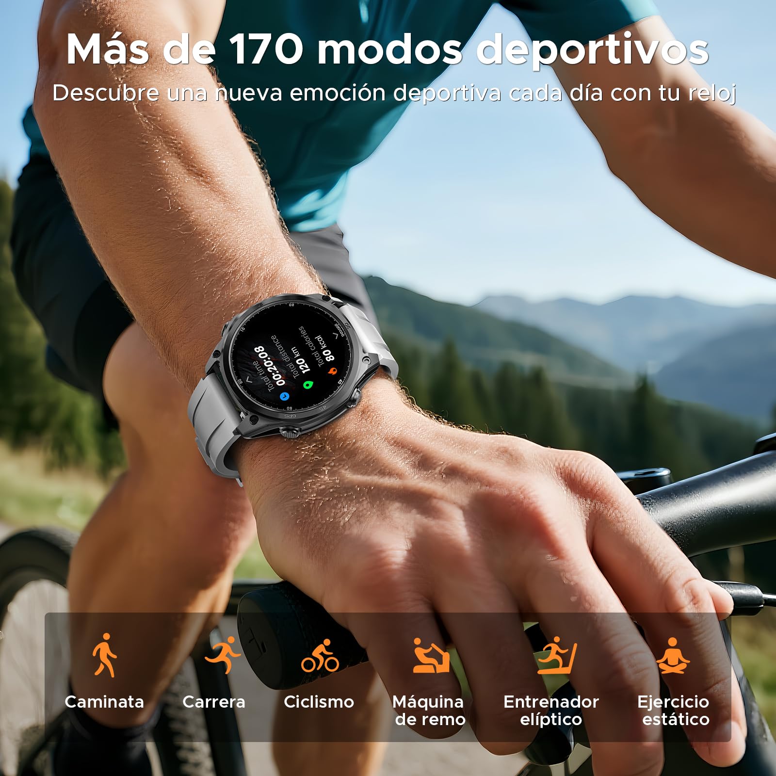 Anywise W1 Pro Reloj Inteligente para Hombre, GPS de Doble Banda y Tarjetas sin conexión, Resistente al Agua 5 ATM, batería de 18 días, 1,43 Pulgadas AMOLED HD, 170+ Modos Deportivos, Llamadas