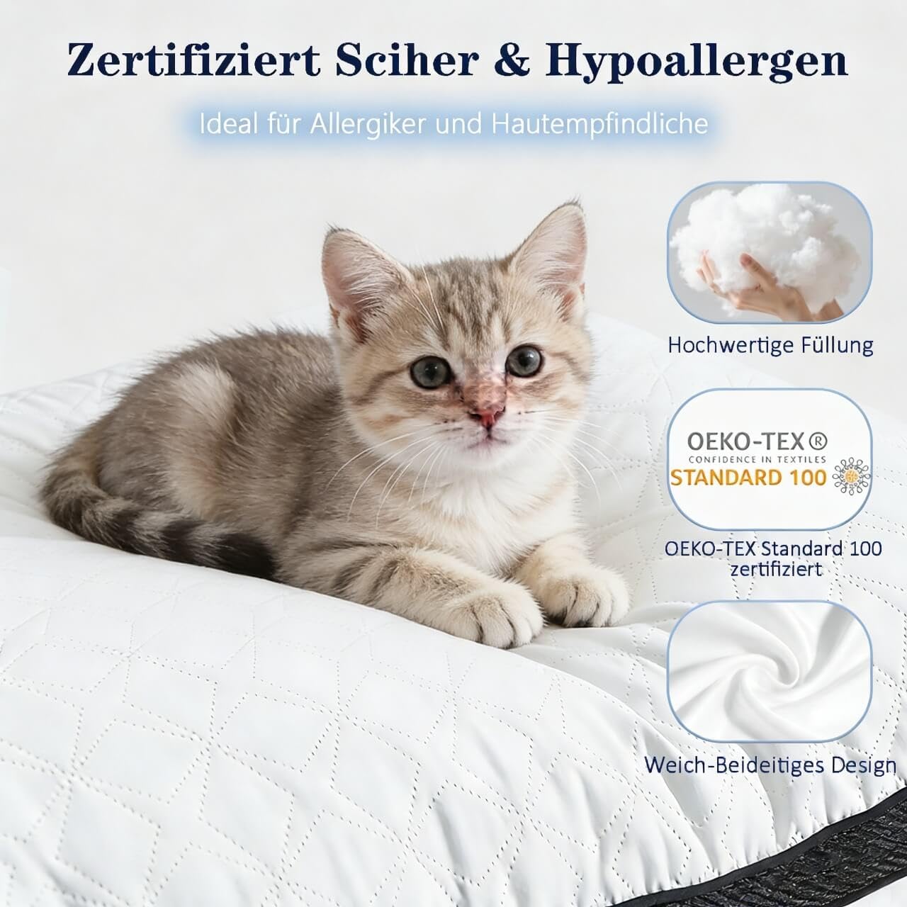Kissen Kopfkissen 80x80 2er Set, Seitenschläferkissen Nackenkissen für Bett & Sofa, weich & stützend, Atmungsaktive &Waschbar für Allergiker auch als Sitzkissen Sofakissen lesekissen