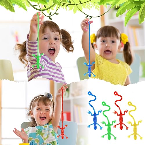 Miniatura 4 de 60 juguetes de lagartos pegajosos elásticos de goma Gecko, juguete elástico de Navidad, regalo de cumpleaños, recuerdo de fiesta para niños, relleno