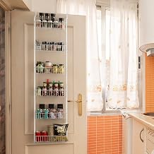 OYEAL Over The Door Pantry Organizer Rack, 6-Tier Pantry Door Organization and Storage with 6 Baskets, Heavy-Duty Metal Hanging Door Organization Kitchen Spice Rack for Cabinet Kitchen Pantry, White