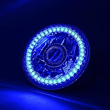 Octane Lighting 7 Inch Halogen Blue SC LED Halo Angel Eye Projector Headlight Light Lamp Bulb Pair