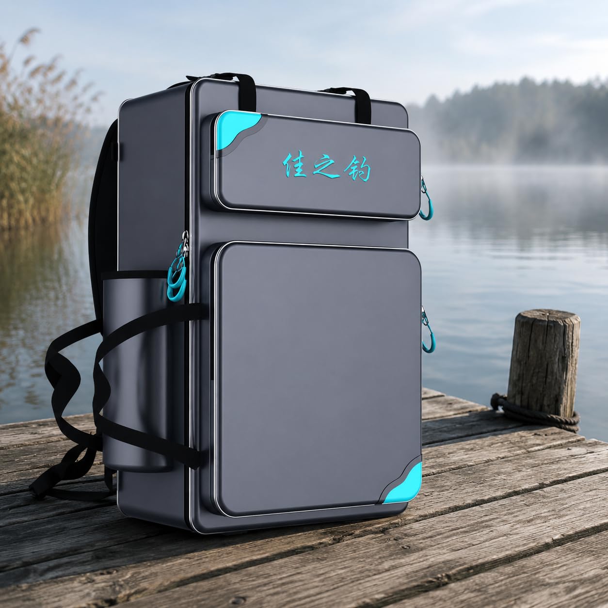 Zaino da Pesca Impermeabile e Borsa Porta Canne per Attrezzatura da Pesca, Rinforzato con Filo d'Acciaio, per lago, Borsa principale stile europeo 80cm, 80cm
