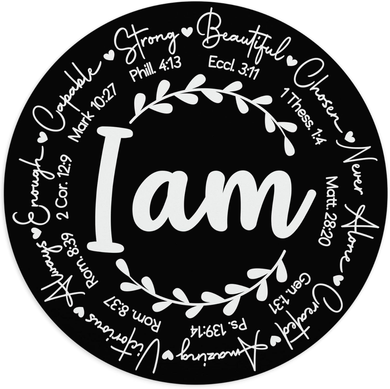 Inspiring I Am Strong Beutiful Chosen Mar 10:27 Phill 4:13 8" Mouse Pad Non-Slip Christian Mouse Pads Pc Humor Mousepad Rubber Circle Catholic Motivational Novelty Christian Gift Mom Preset