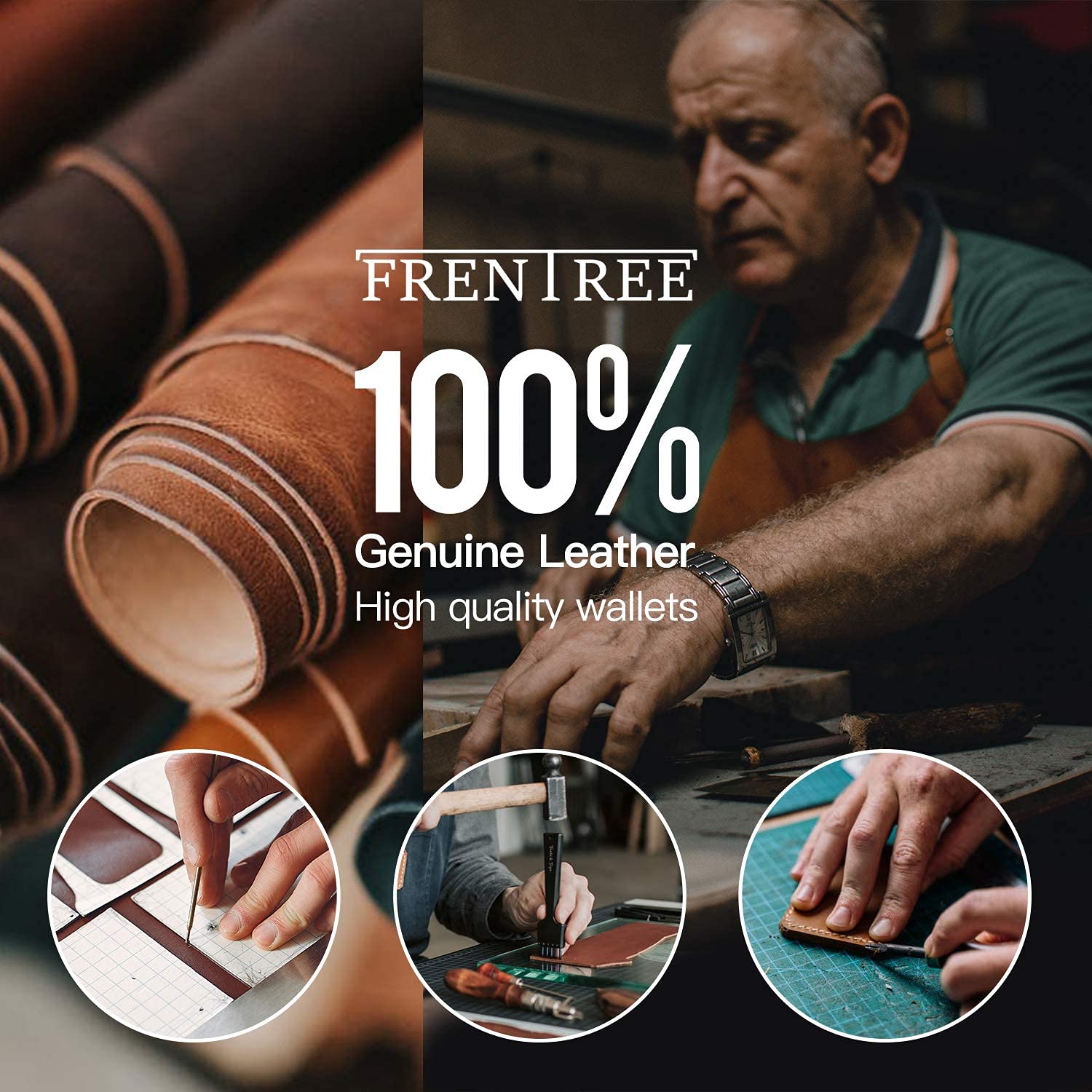 Frentree® Męski portfel ze skóry Nappa z ochroną RFID, 12 przegródek na karty, format poziomy, czarny, czarny, Klassisch, Format poziomy