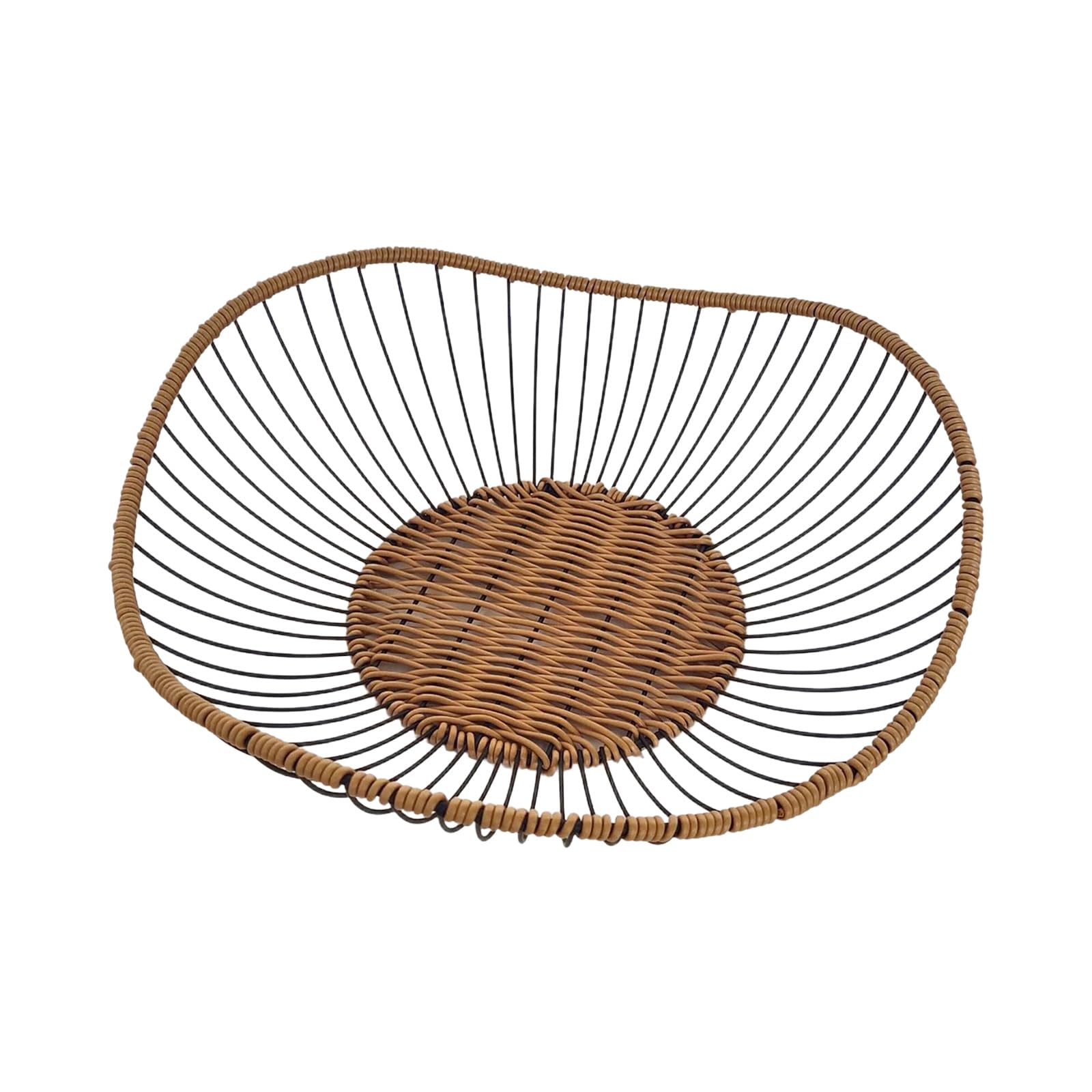 our fave Bucolic Styles Iron and Woven Rattan Drainer Basket Decorative Vegetable Tray Ideal for Fruits Vegetables Storage Rural Fruit Bowl