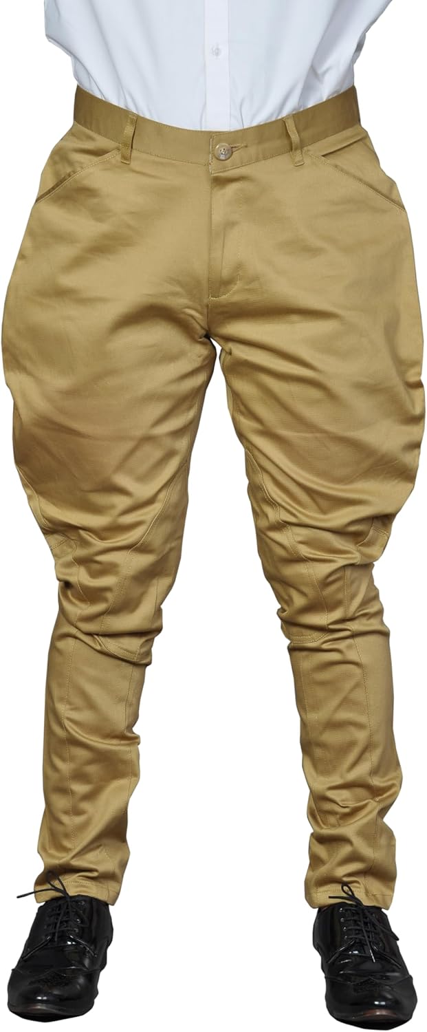 Cotton Lycra Stretch Airship Jodhpurs Breeches Kneepatch Polo Pants Cosplay Costume Equestrian Horse Riding Viking Trouser