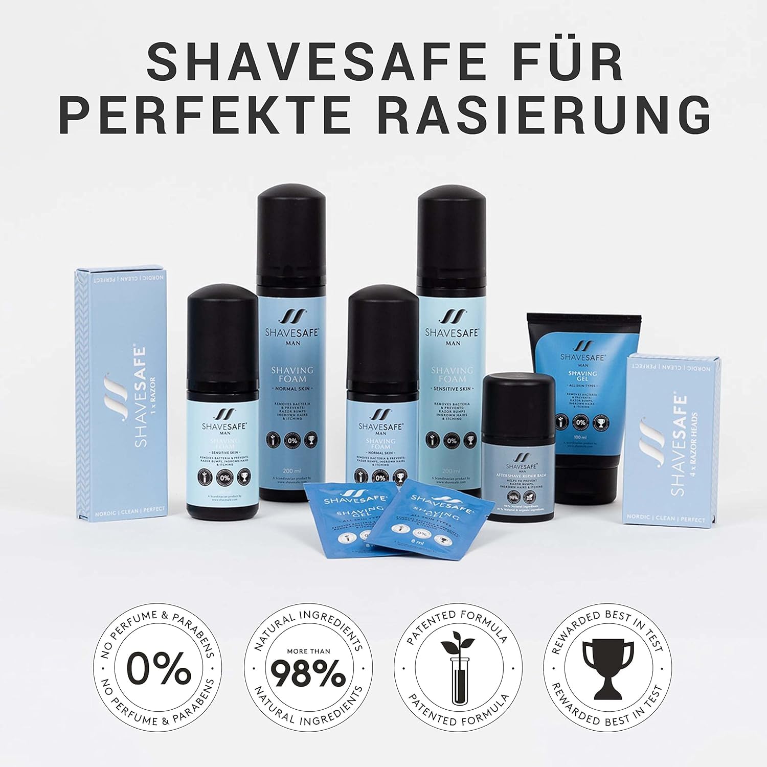 ShaveSafe - Espuma de afeitar sensible para hombre (200 ml, 2 unidades)