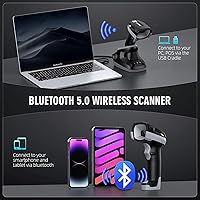 Vista 2 de TEEMI Escáner de código de barras industrial Bluetooth 2D con sensor de megapíxeles de alta resolución, lector de mano, diseño industrial