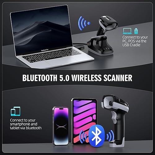 Miniatura 2 de TEEMI Escáner de código de barras industrial Bluetooth 2D con sensor de megapíxeles de alta resolución, lector de mano, diseño industrial