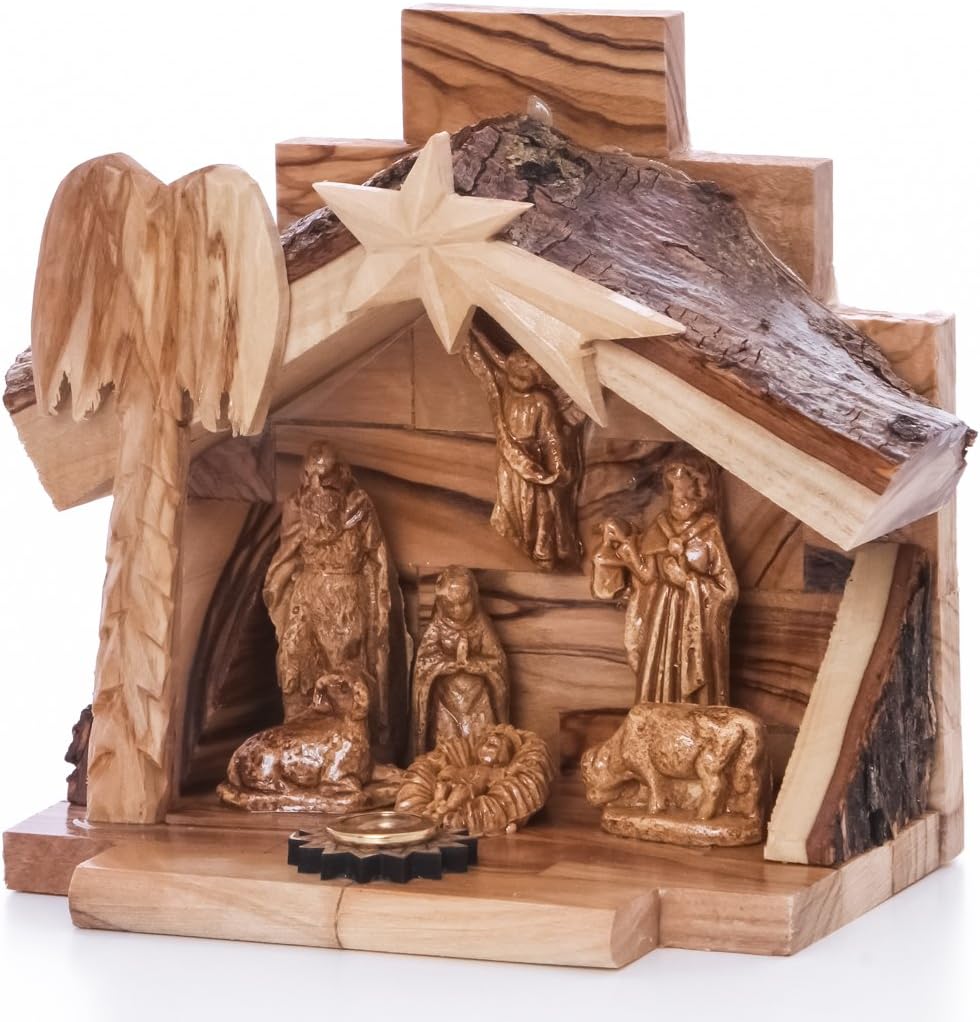 Amazon.com: Bright Creations Wood Christmas Nativity Set, Festive ...
