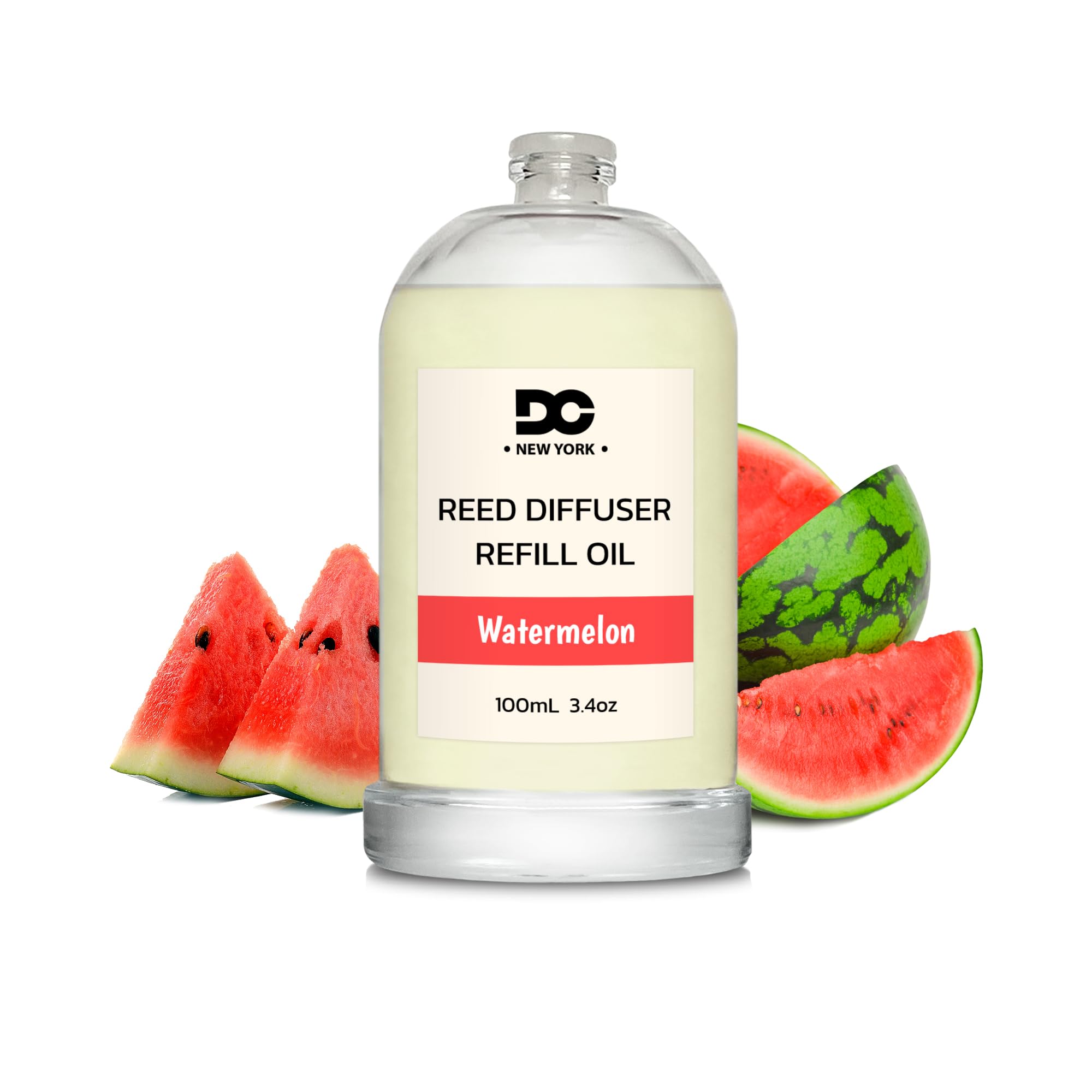 Daniella's Candles Watermelon Reed Diffuser Refill Oil, 3.4oz/100ml, Premium Fragrance Oil, Home Fragrance, Oil for Reed Diffuser, Clear