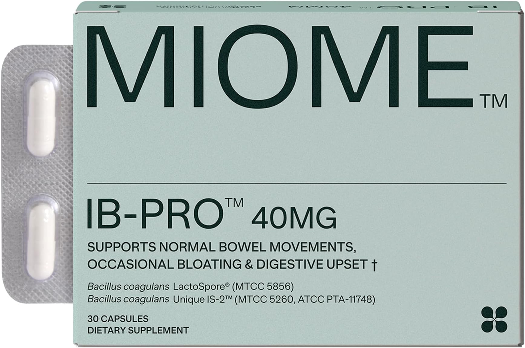 IB-PRO Bacillus Coagulans Probiotic - 2-1 Lactospore & Unique is-2 for Occasional Constipation, Bloating & Digestive Upset - 3rd Party Verified - 30 Capsules