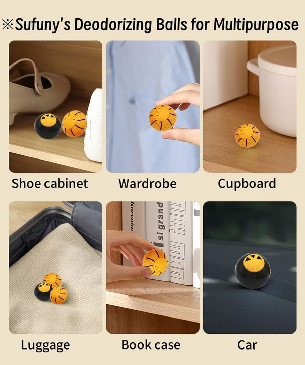Shoe Deodorizer Odor Eliminator Ball -Sneaker Deodorizers balls Car Air Fresheners Odor Eaters for Shoes, Gym Bags, Closet and Locker 6 Pack (Fresh Linen)