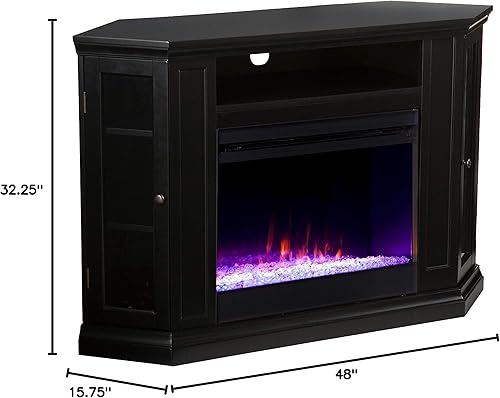 Miniatura 12 de SEI Furniture Claremont Chimenea de esquina eléctrica convertible que cambia de color, color negro