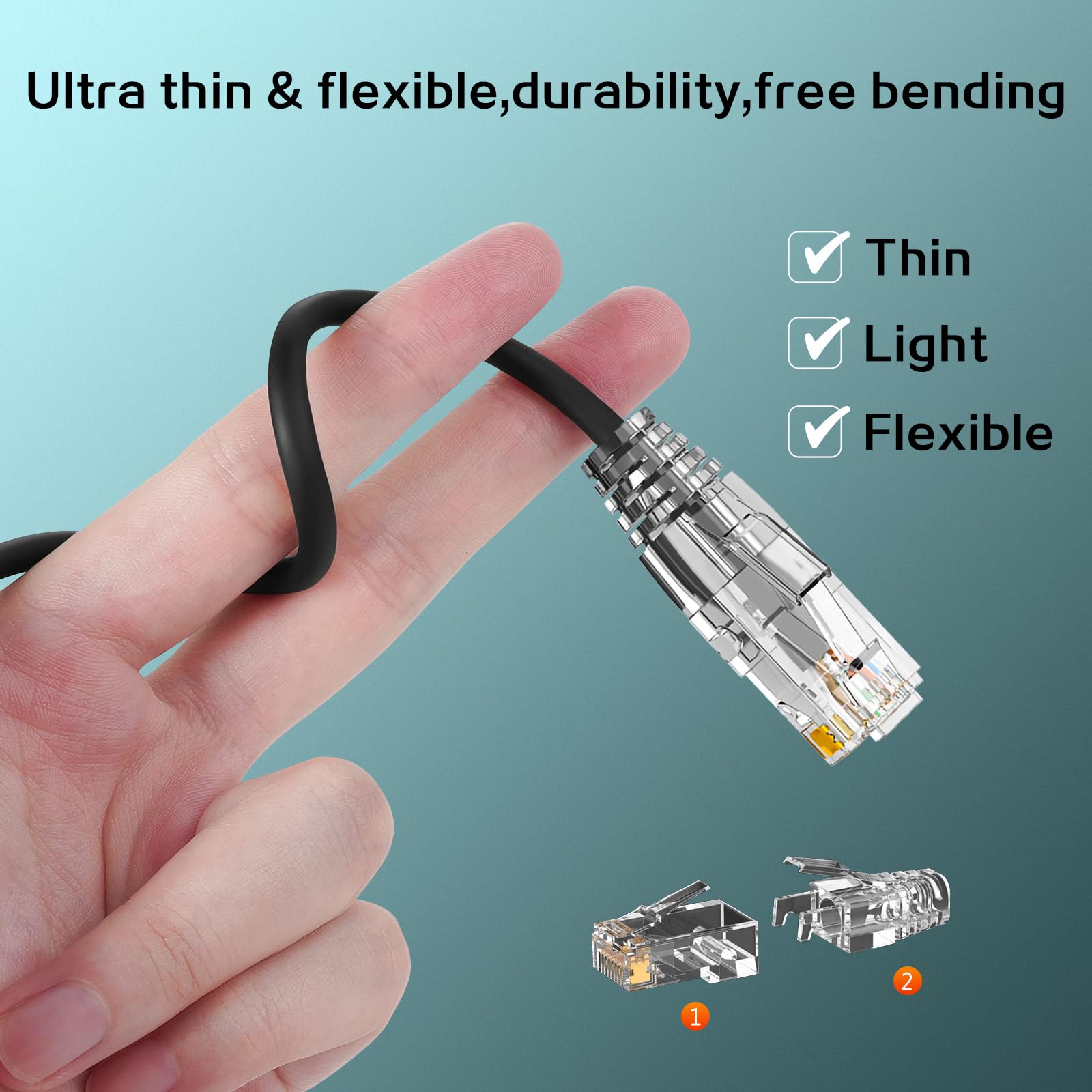 Ercielook Cat6a kabel krosowy 0,5 m (5 sztuk), kabel Cat6a Lan, 10 Gbps 550 MHz, szybki kabel sieciowy, 28AWG czysta miedź, krótki kabel Ethernet do panelu krosowego/szafy sieciowej