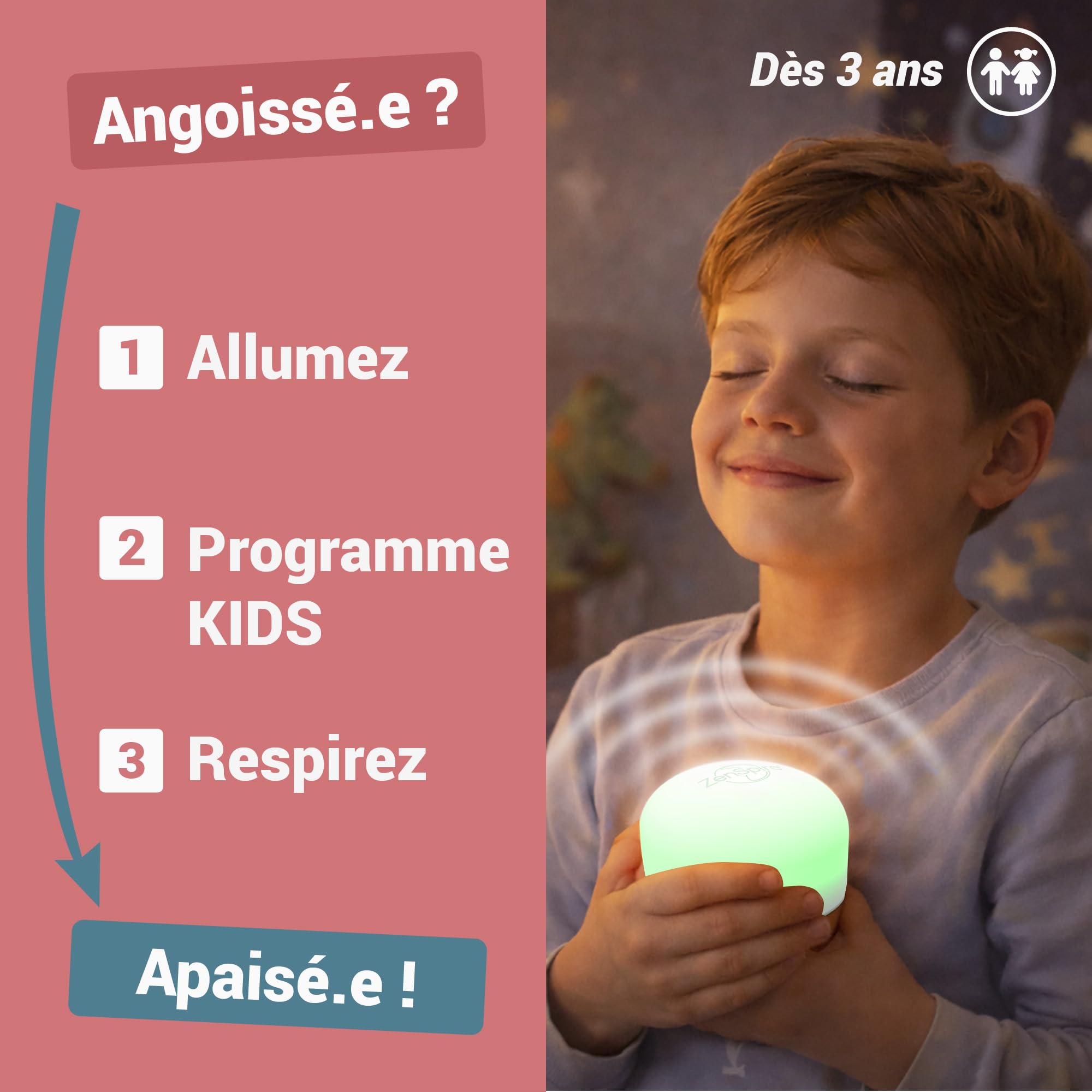 Zenspire+ Appareil Anti Stress Relaxation Méditation Dormir Adulte 3 Fonctions Lumière Zen Vibration Son