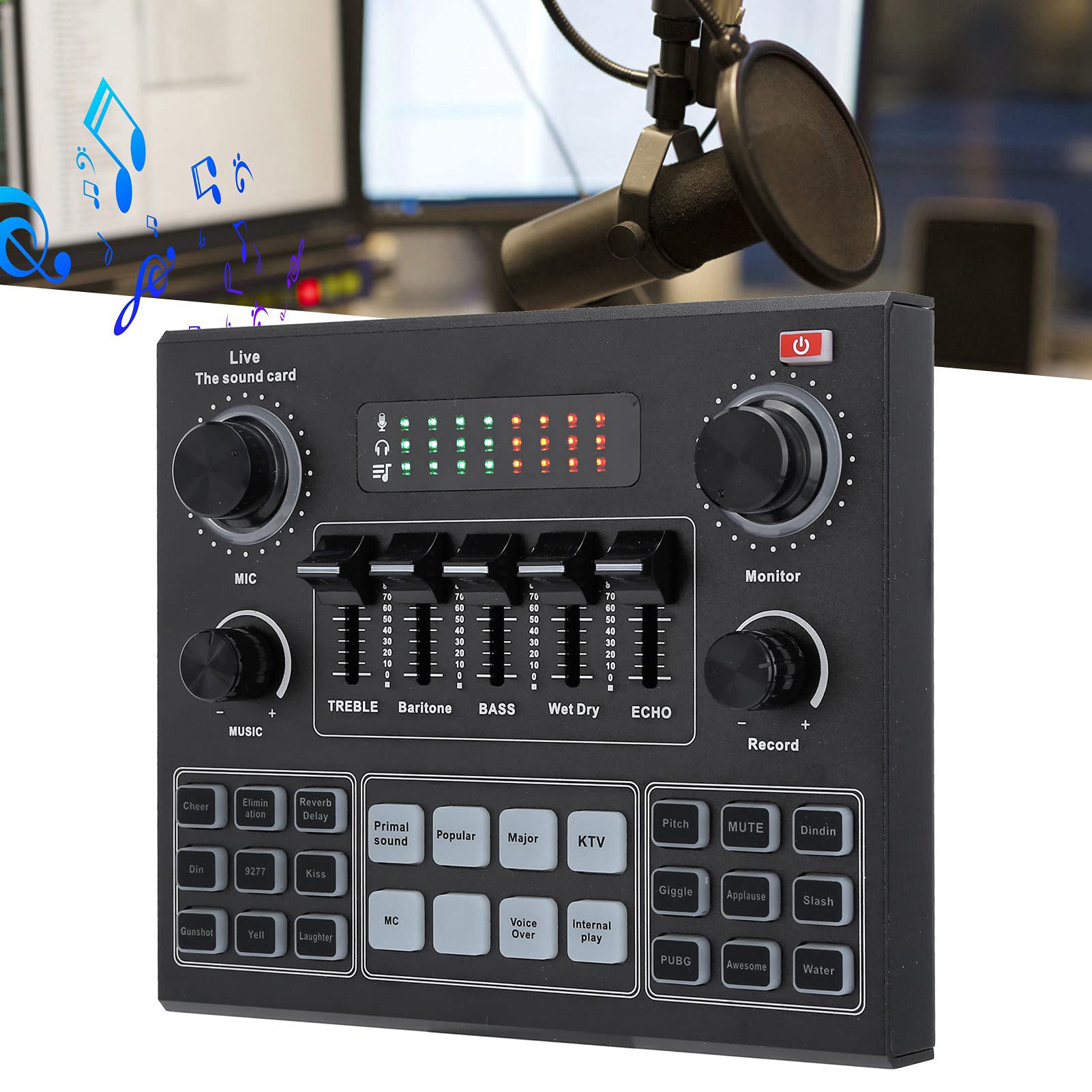 Scheda Audio Professionale, Mixer Audio Stereo per Scheda Audio V9 con 16 Effetti Sonori Scheda Audio Dal Vivo per Computer per Telefoni Cellulari, per Trasmissione in Diretta del Telefono Cellulare P