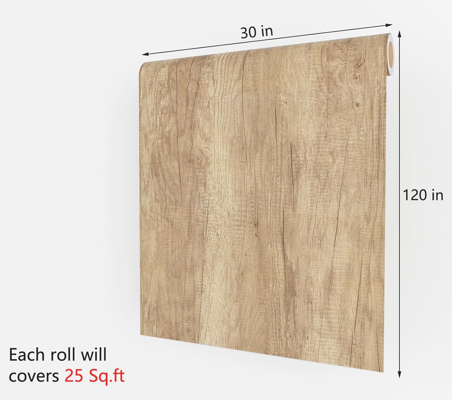 Decotalk 30"x120" Light Wood Contact Paper for Countertops -Oak Wood Countertop Contact Paper Woods Wallpaper Peel and Stick Woods Grain Cover Papers Waterproof Countertop Vinyl Wrap Light Timber Look