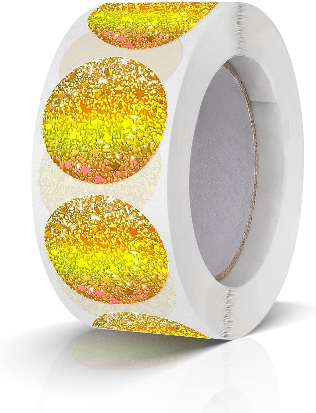 Round Stickers Gold 1 Inch Circle Labels Color Coding Glitter Shiny Dot Sticker Waterproof Removable Roll of 500 PCS