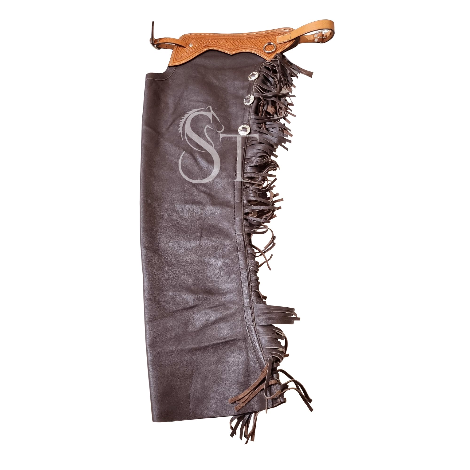 Western Rodeo Cowboy Chaps - Chaparreras de cuero para trabajo de toros de equitación para montar a caballo, equipo de protección 005