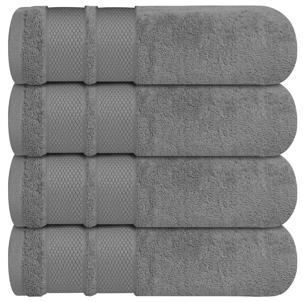 EDB Pack of 4 Egyptian Cotton Luxury Jumbo Bath Towel 100% Cotton 600-GSM Super Soft Hand Wash Towels 70 X 130 cm (Charcoal Grey, 4)