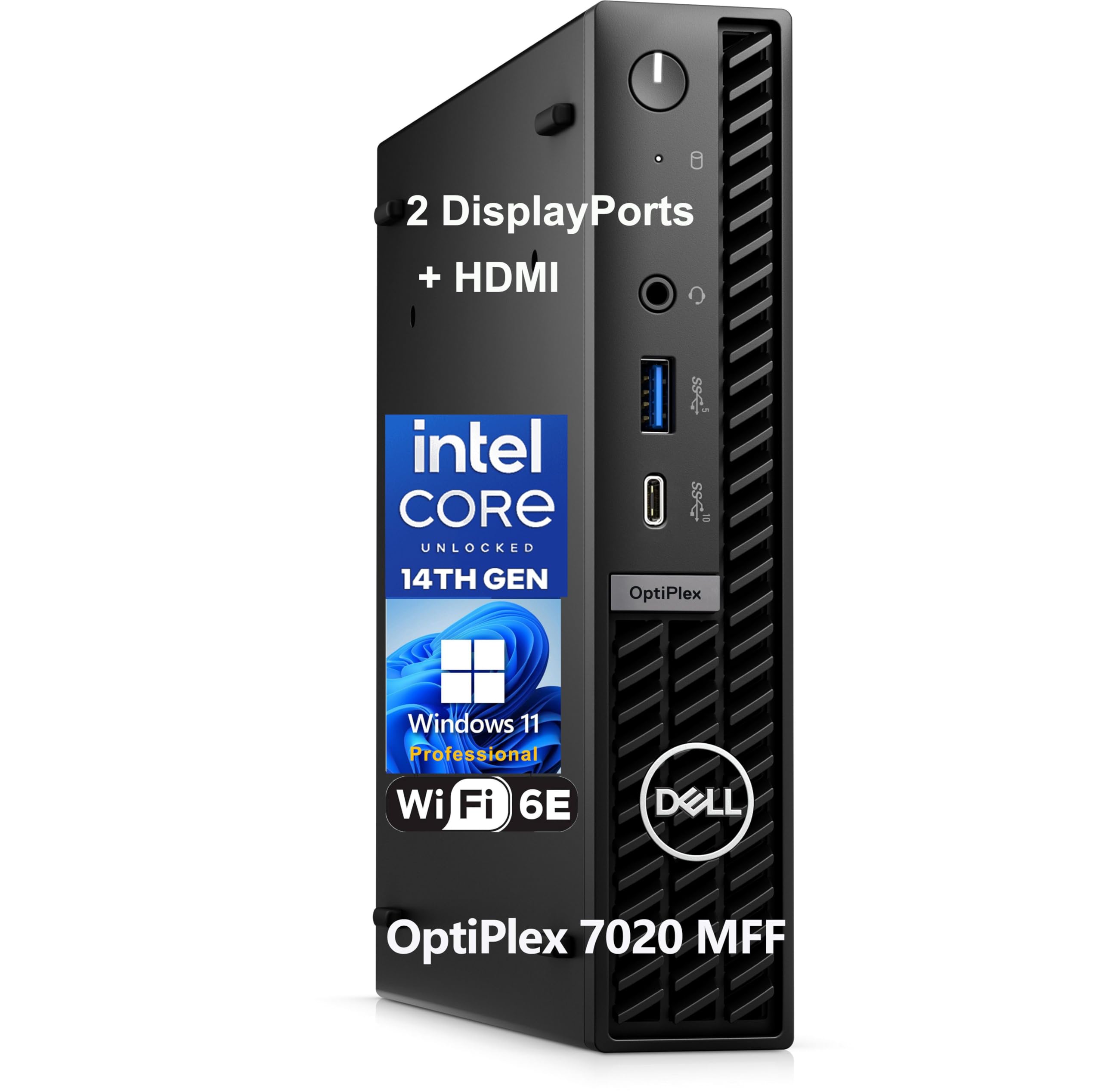 Dell OptiPlex 7020 MFF Mini Desktop, 7000 Micro Business Computer, 14th Gen Intel 14-Core i5-14500T (Beat i7-13700T), 16GB DDR5 RAM, 512GB PCIe SSD, WiFi 6E, 2 DisplayPorts + HDMI, Windows 11 Pro