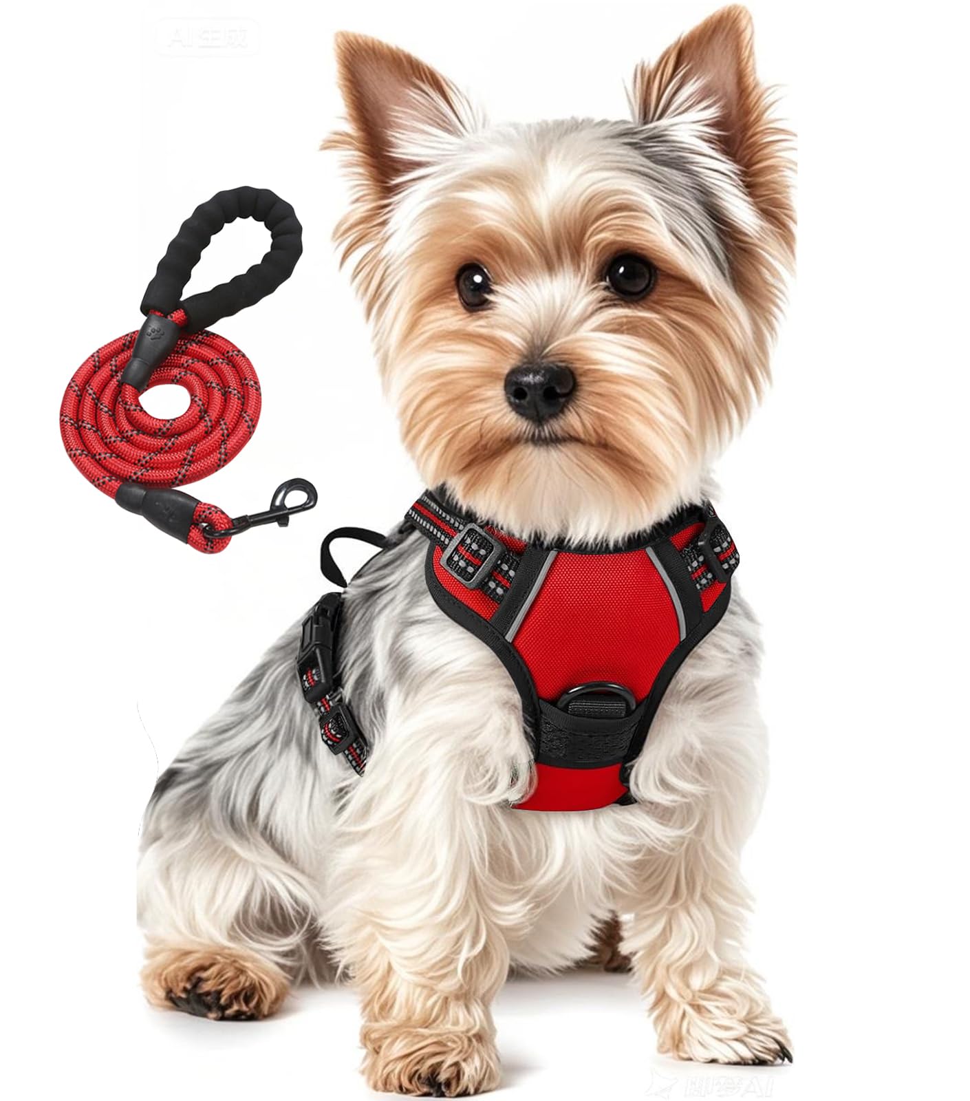 Jomkig Dog Harness and Lead Set for Small Dogs Adjustable Reflective Anti Pull Pet Vest Harness for Outdoor Walking Training, Red, Small โ image 1