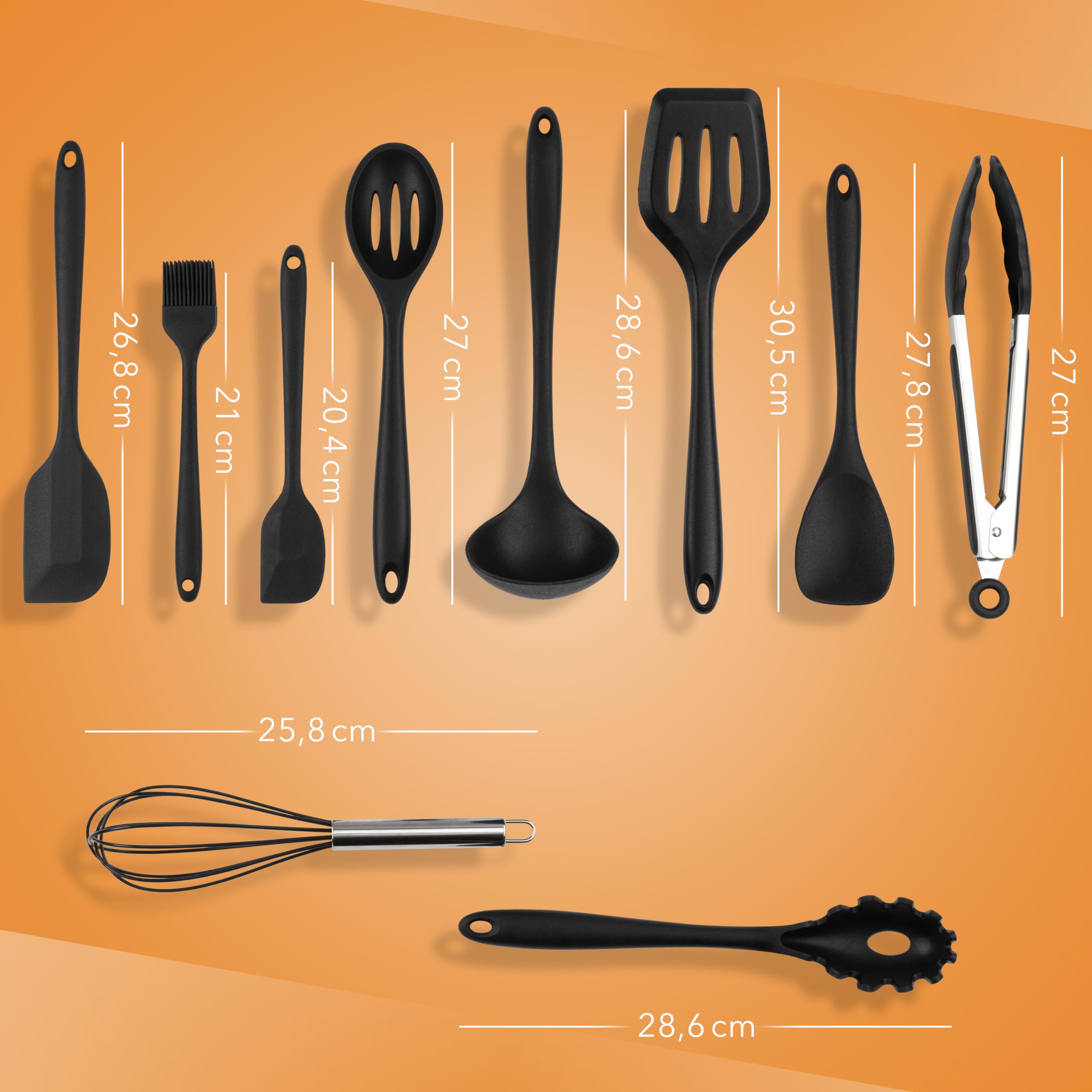 AVANA Set di utensili da cucina in silicone 10 pezzi resistenti al