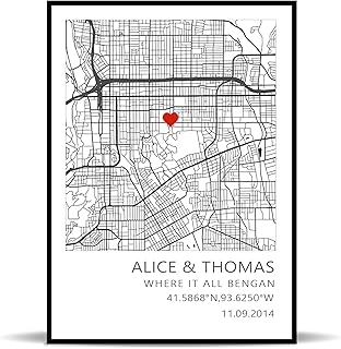 Custom Where It All Began Wall Art Poster, Personalized Map Print For Co...