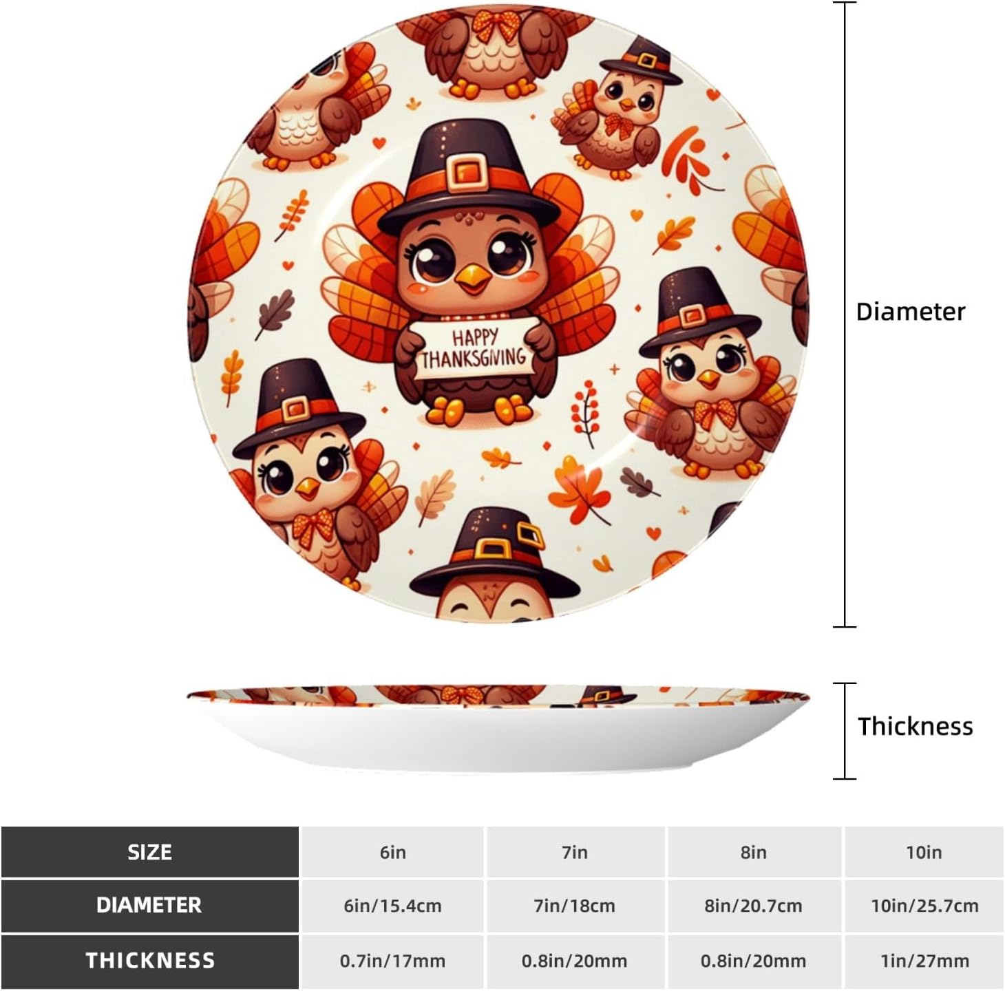 Celebrate-Thanksgiving-Turkey 10 Inch Decorative Plate With Stand, Elegant Display Wall Plate For Home Decor