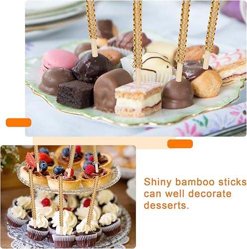 Miniatura 7 de Kit de 24 palos para manzanas de caramelo, 24 palos brillantes para manzanas con pedrería de rinestone de madera con 24 bolsas 25 yardas de cinta