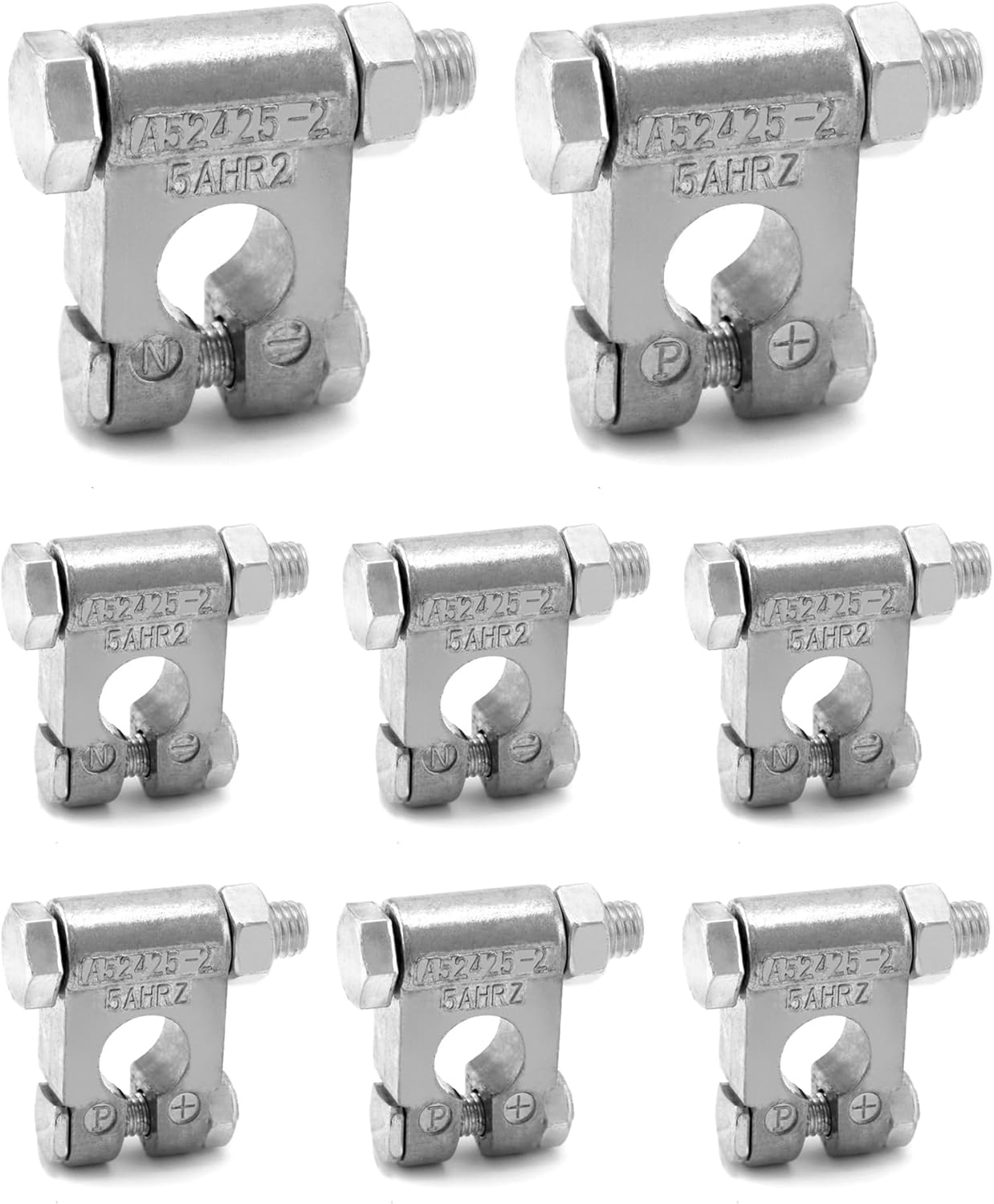 QWORK Military Spec Battery Terminals, 4 Pairs Negative and Positive Top Post Battery Connector for Marine Vehicles, Boats, RVs