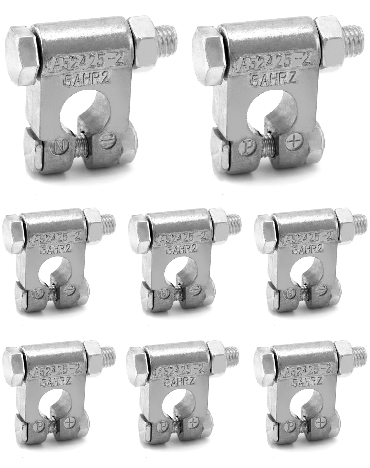 QWORK Military Spec Battery Terminals, 4 Pairs Negative and Positive Top Post Battery Connector for Marine Vehicles, Boats, RVs